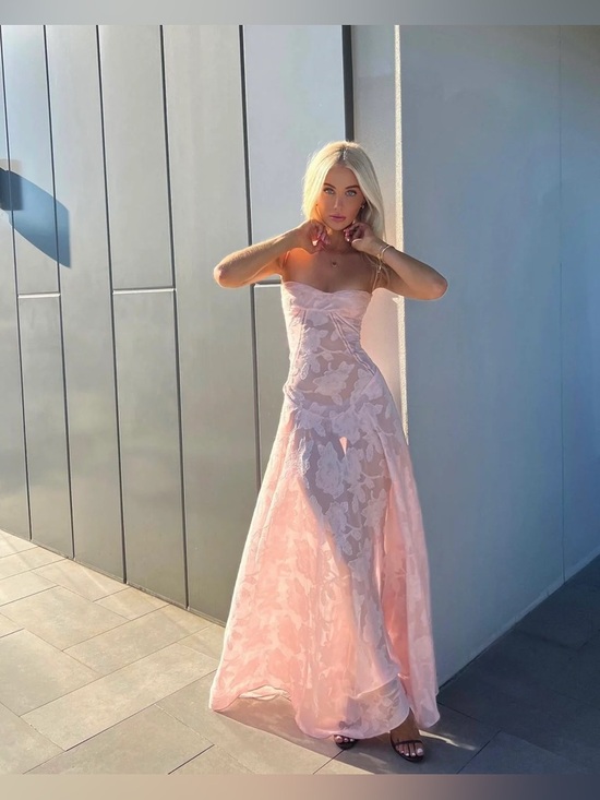 House of CB Dresses & Skirts - NEW House Of CB Seren Pink Floral Lace Back Maxi Dress Gown Romantic S A-C